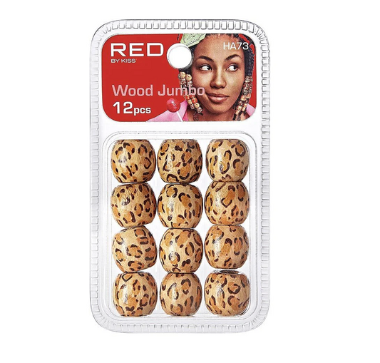 Red by Kiss Jumbo Leopard Pattern Wood Hair Beads