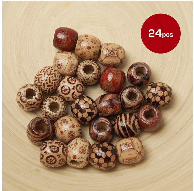 Red by Kiss Jumbo Pattern Wood Hair Beads