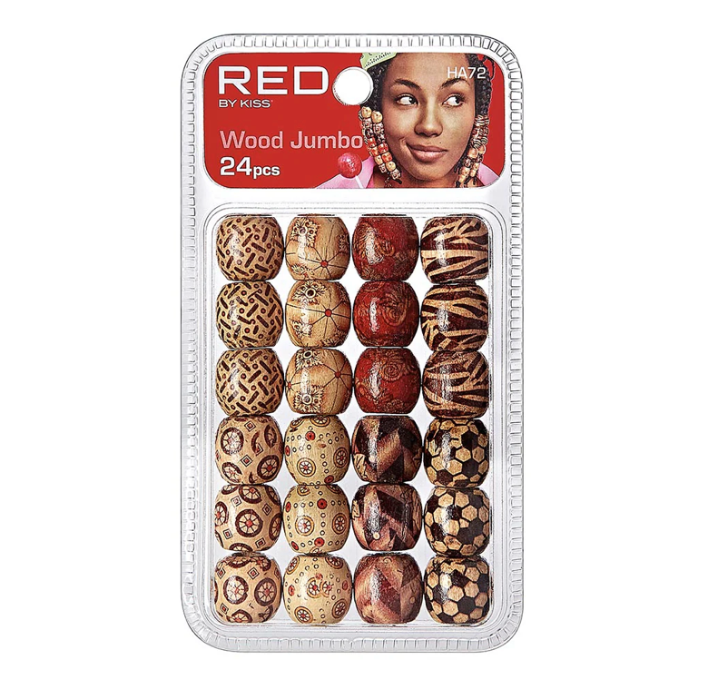 Red by Kiss Jumbo Pattern Wood Hair Beads