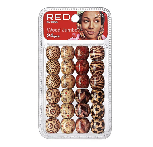 Red by Kiss Jumbo Pattern Wood Hair Beads